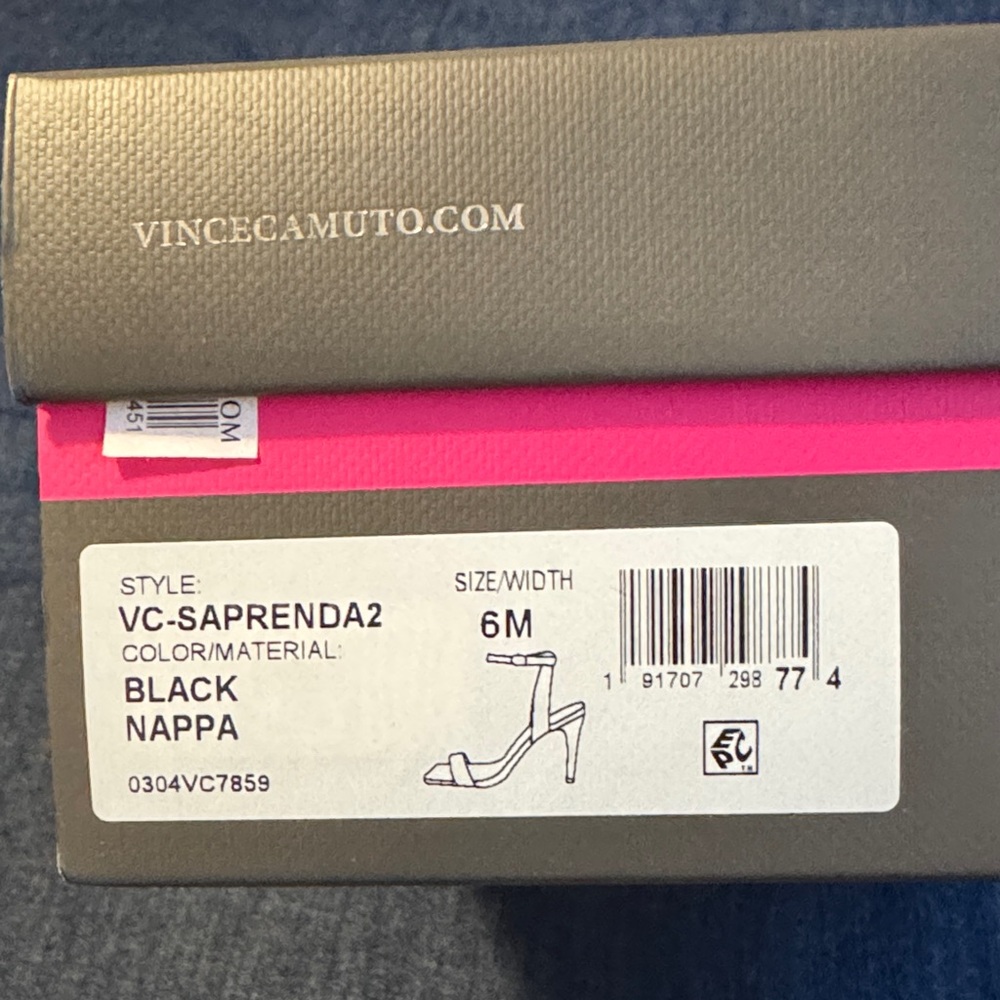 Vince Camuto Black Nappa Heels with Pink Box Accent